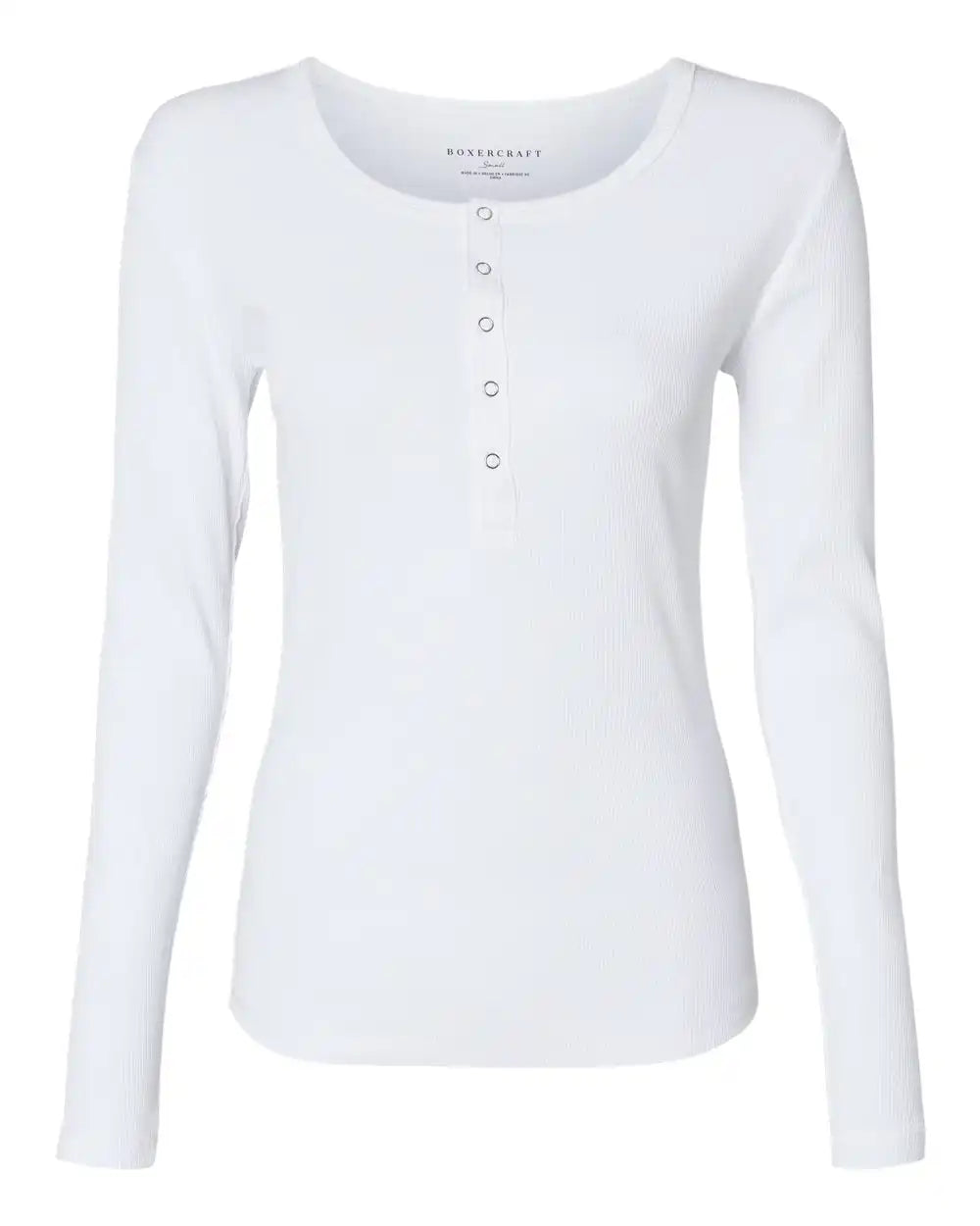 Boxercraft Bw2402 Women’s Harper Long Sleeve Henley - White - Xs