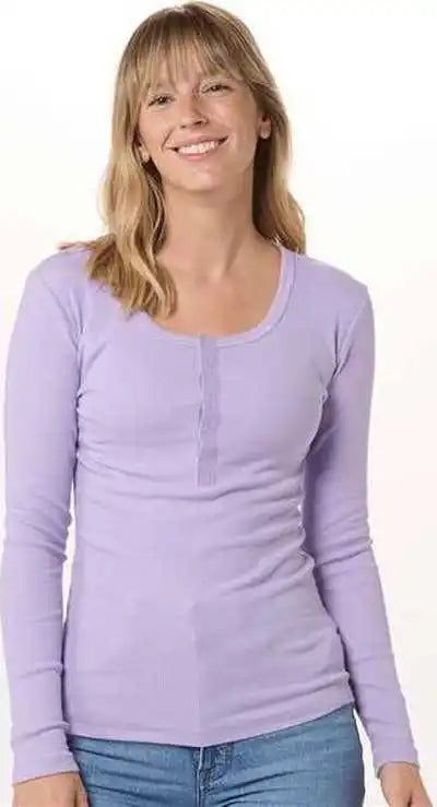 Boxercraft Bw2402 Women’s Harper Long Sleeve Henley Wisteria