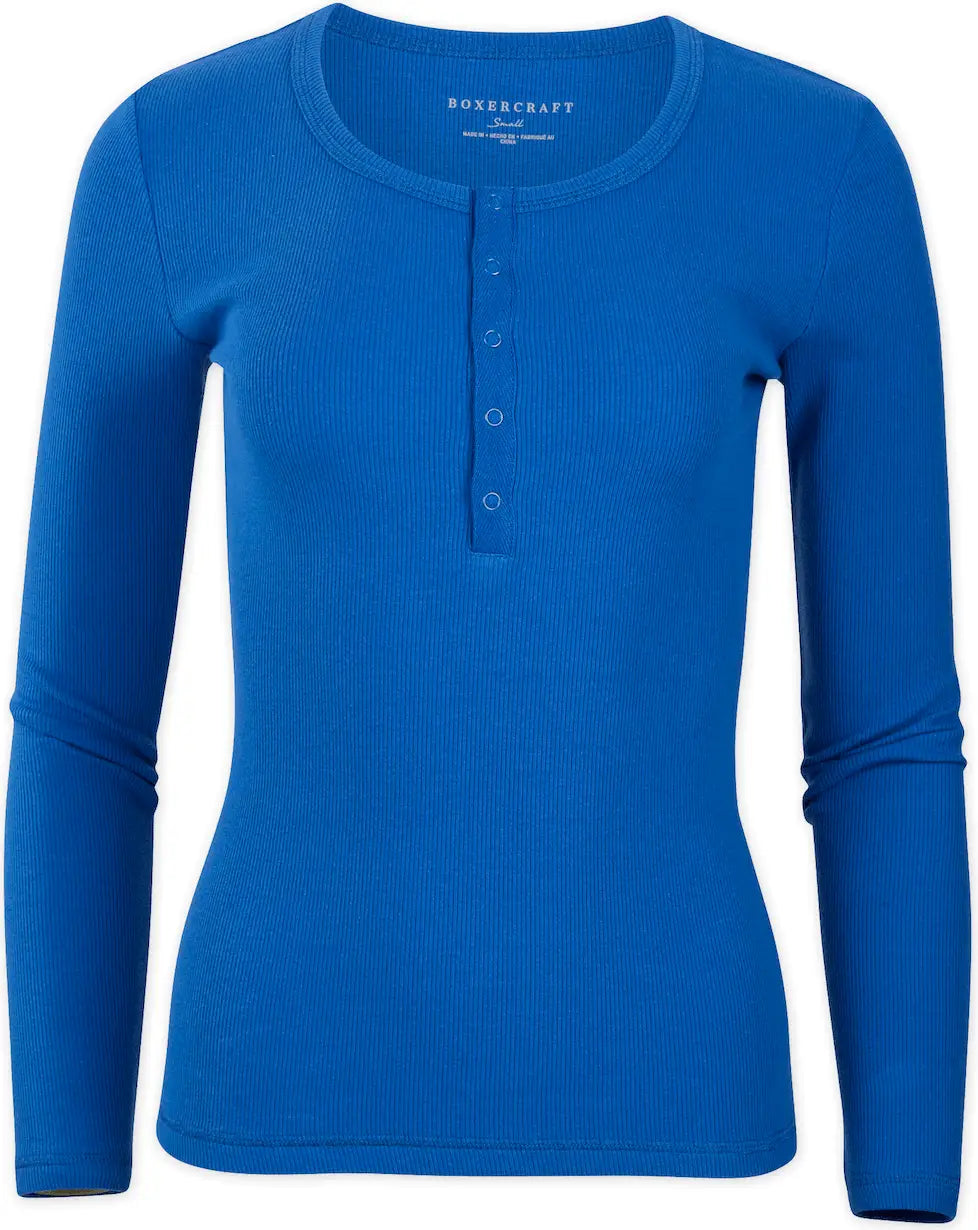 Boxercraft Bw2402 Women’s Harper Rib Henley - True Royal