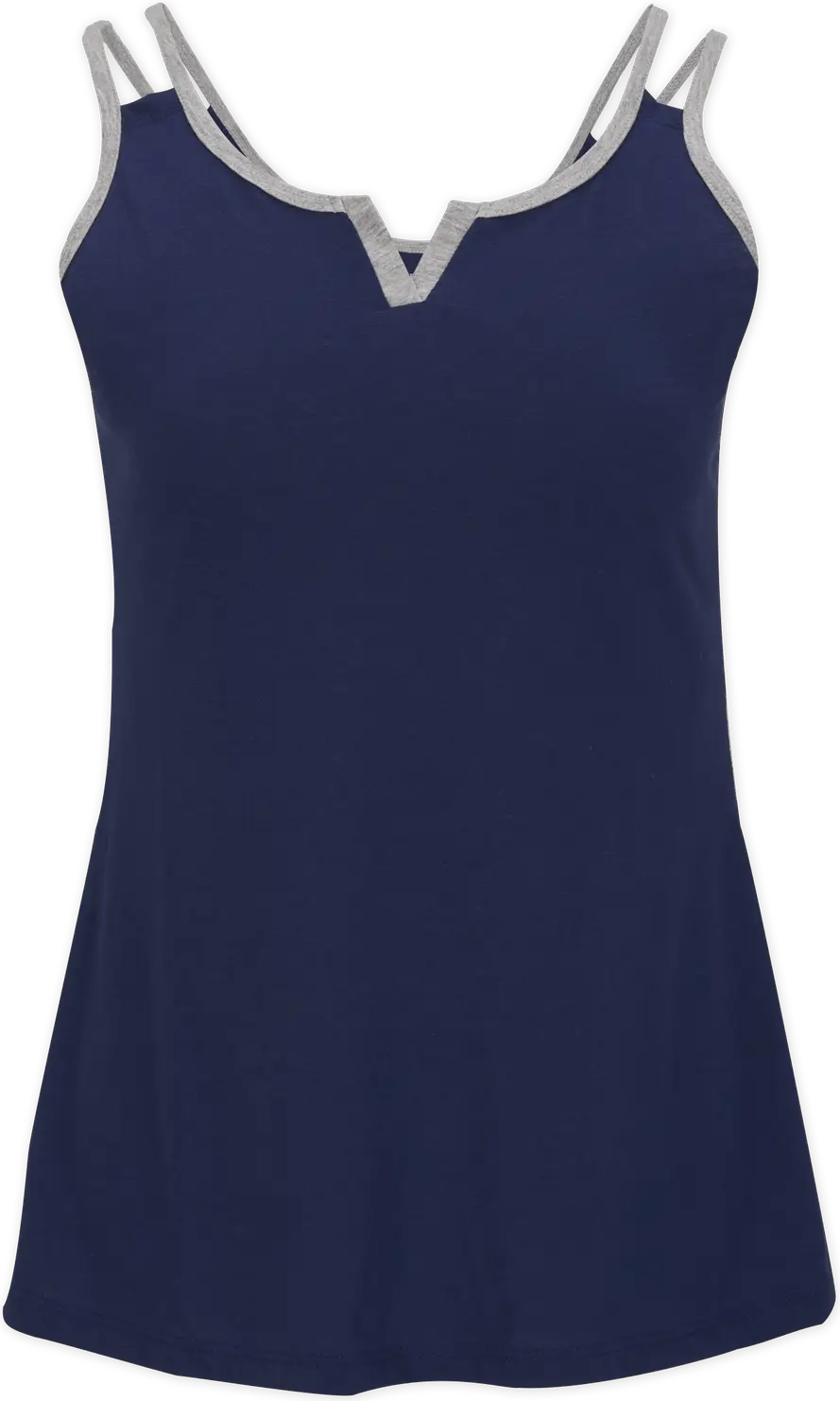 Boxercraft Bw2506 Split Shoulder Tank - Navy Oxford Hth - Gray / Ladies Xs