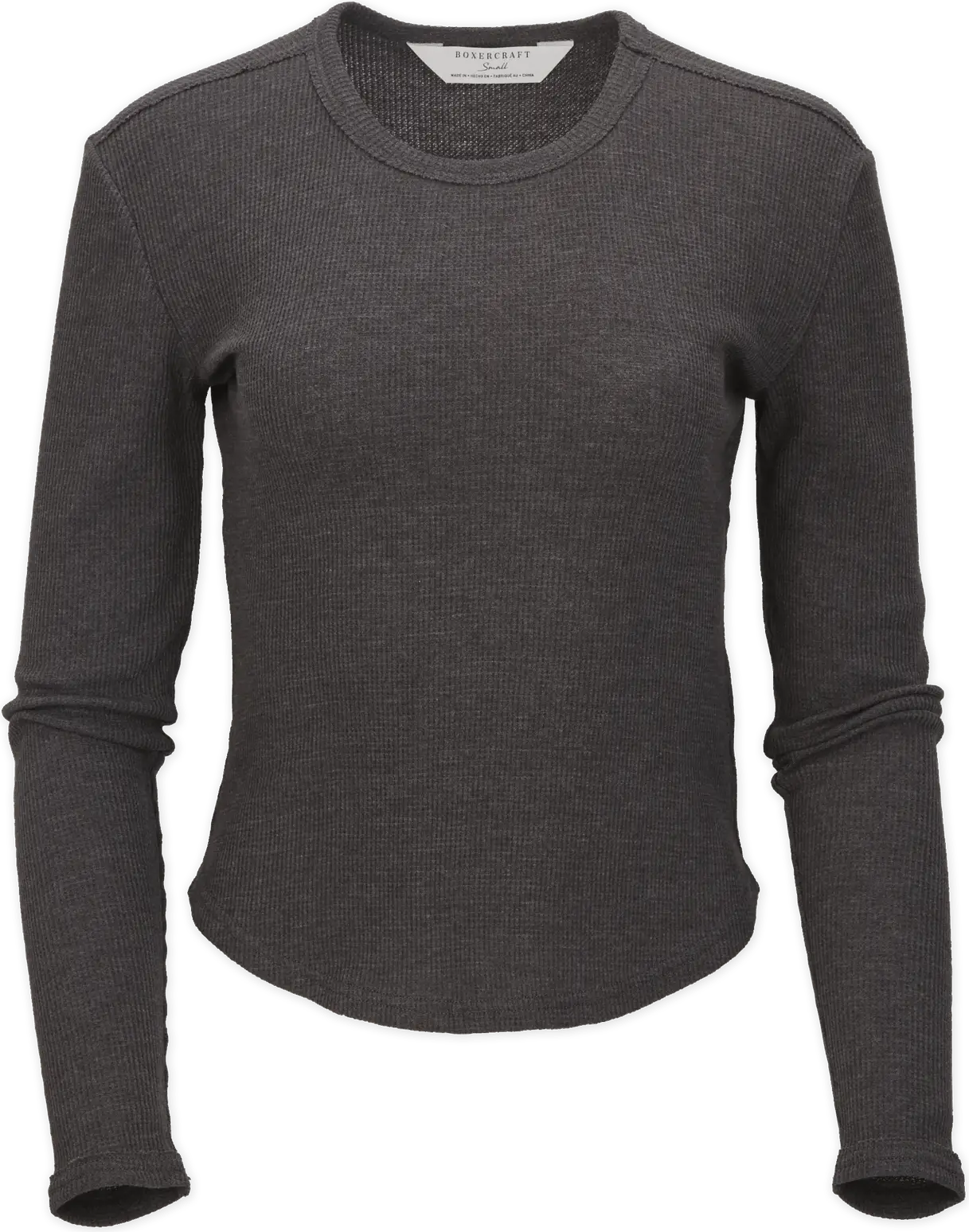 Boxercraft Bw3103 Waffle Knit Baby Long Sleeve Tee - Charcoal Heather - Dark Gray / Ladies Xs