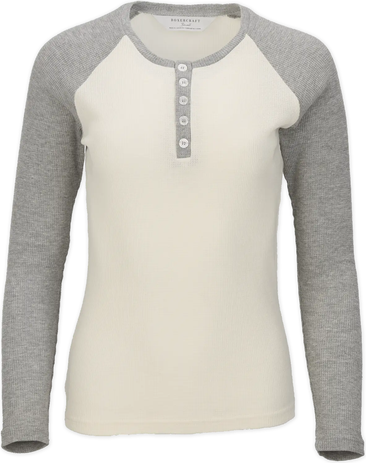 Boxercraft Bw3104 Waffle Knit Henley - Natural Oxford Heather - Gray / Ladies Xs