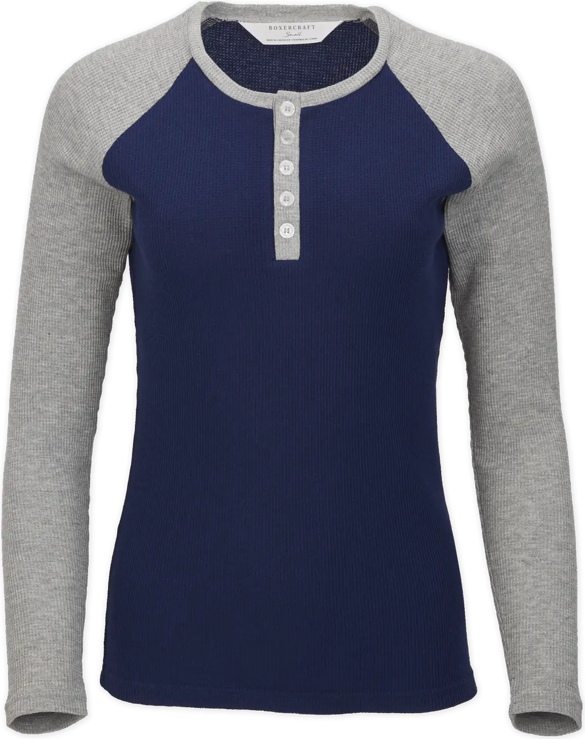 Boxercraft Bw3104 Waffle Knit Henley - Navy Oxford