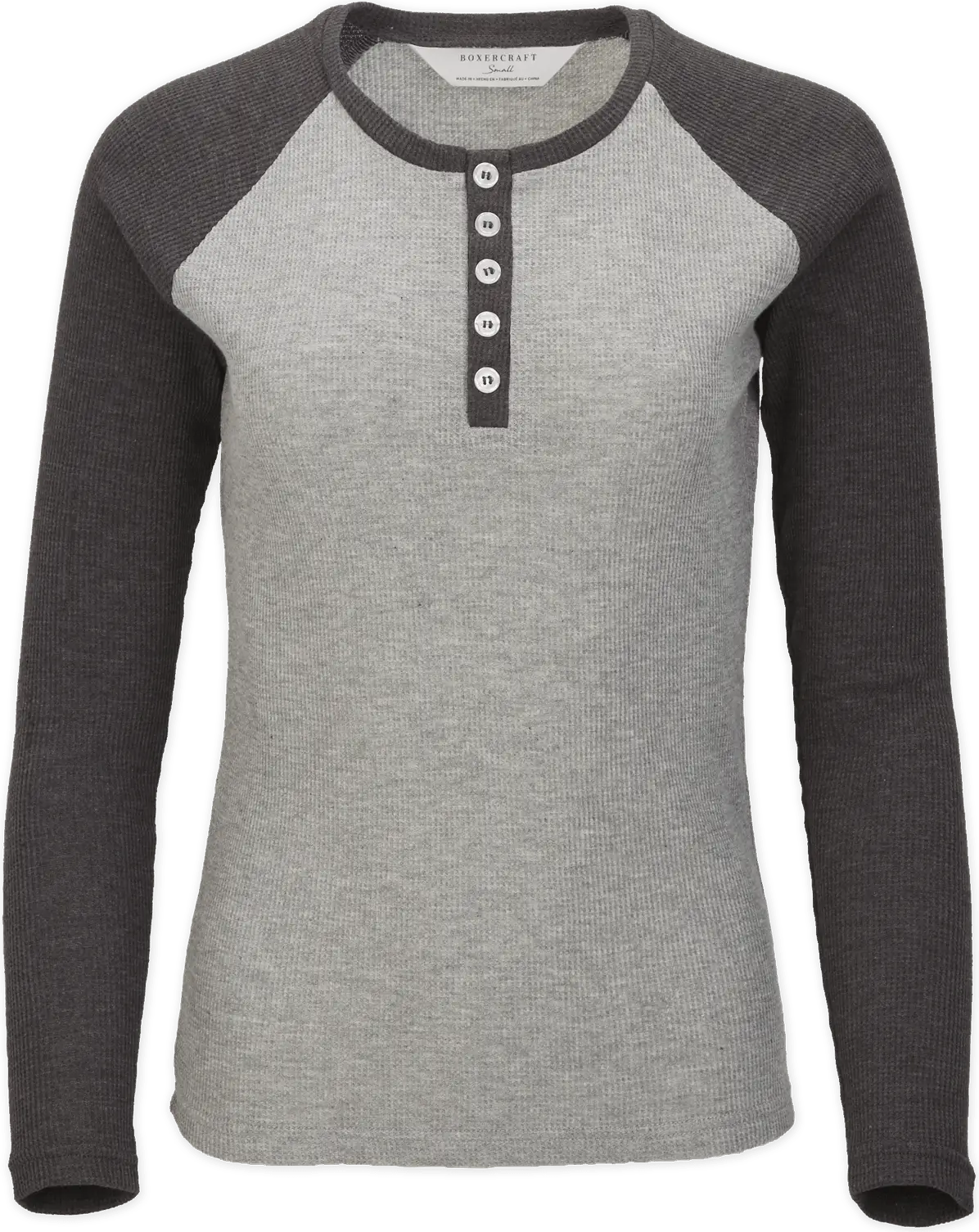 Boxercraft Bw3104 Waffle Knit Henley - Oxfort Heather Charcoal