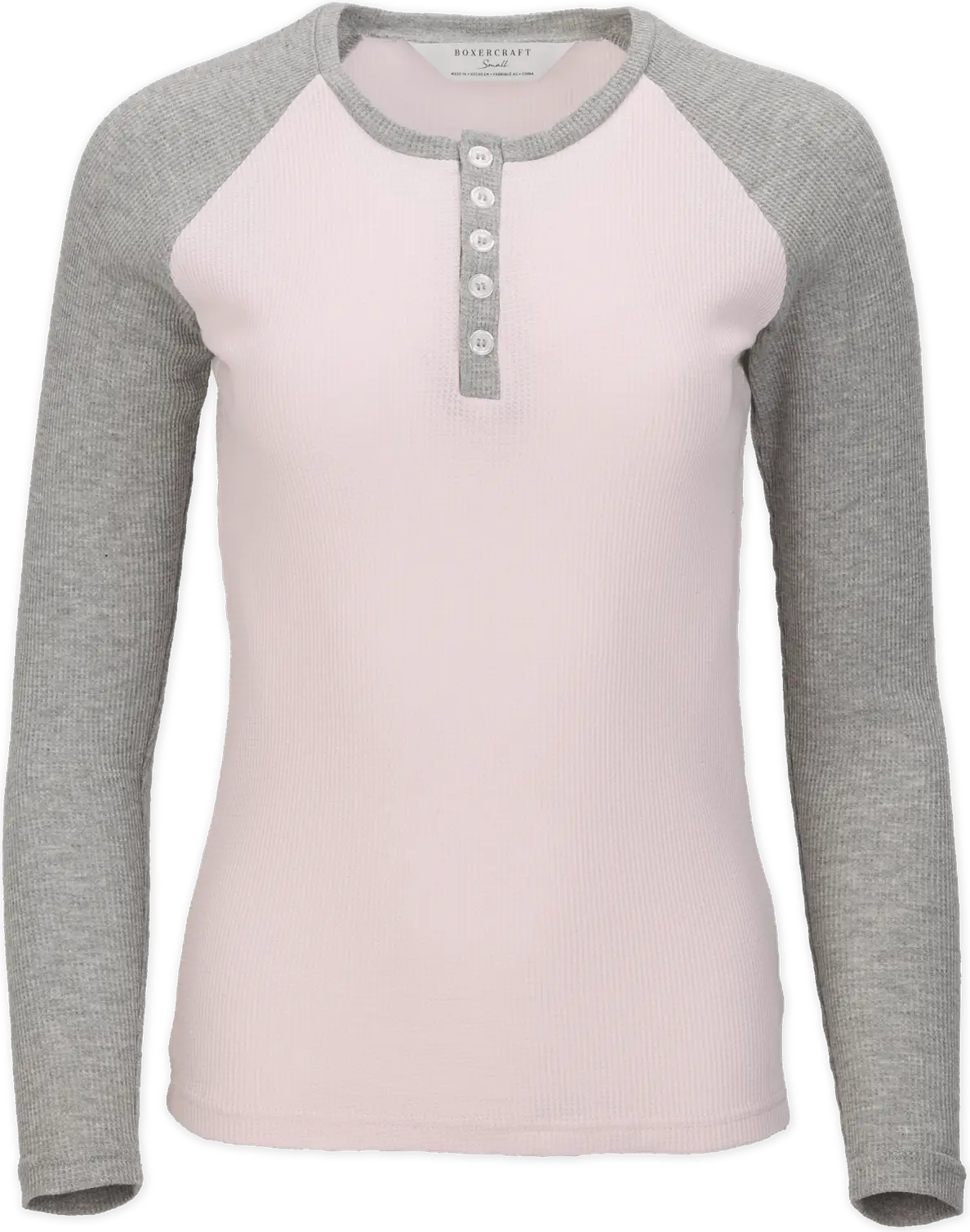 Boxercraft Bw3104 Waffle Knit Henley - Pink Snty Oxfort Heather - Oxf h / Ladies Xs