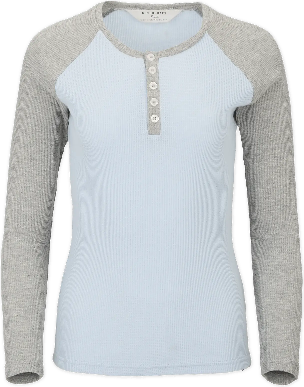 Boxercraft Bw3104 Waffle Knit Henley - Skyblue Oxford Heather