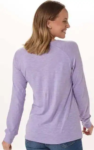 Boxercraft Bw3166 Women’s Solid Preppy Patch Long Sleeve t Shirt Wisteria
