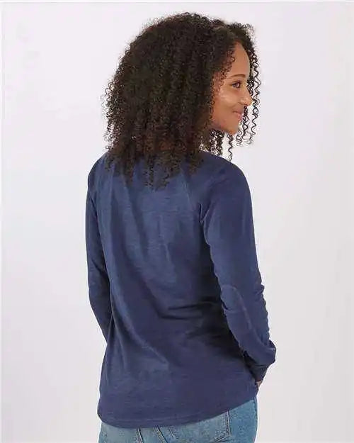 Boxercraft Bw3166 Women’s Solid Preppy Patch Long Sleeve T-shirt - Navy