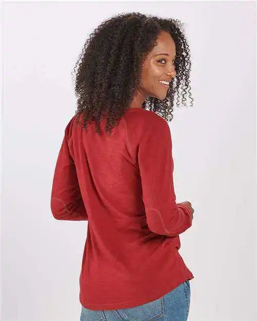 Boxercraft Bw3166 Women’s Solid Preppy Patch Long Sleeve T-shirt - Garnet