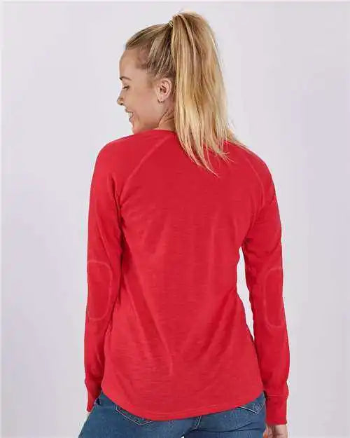 Boxercraft Bw3166 Women’s Solid Preppy Patch Long Sleeve T-shirt - Red