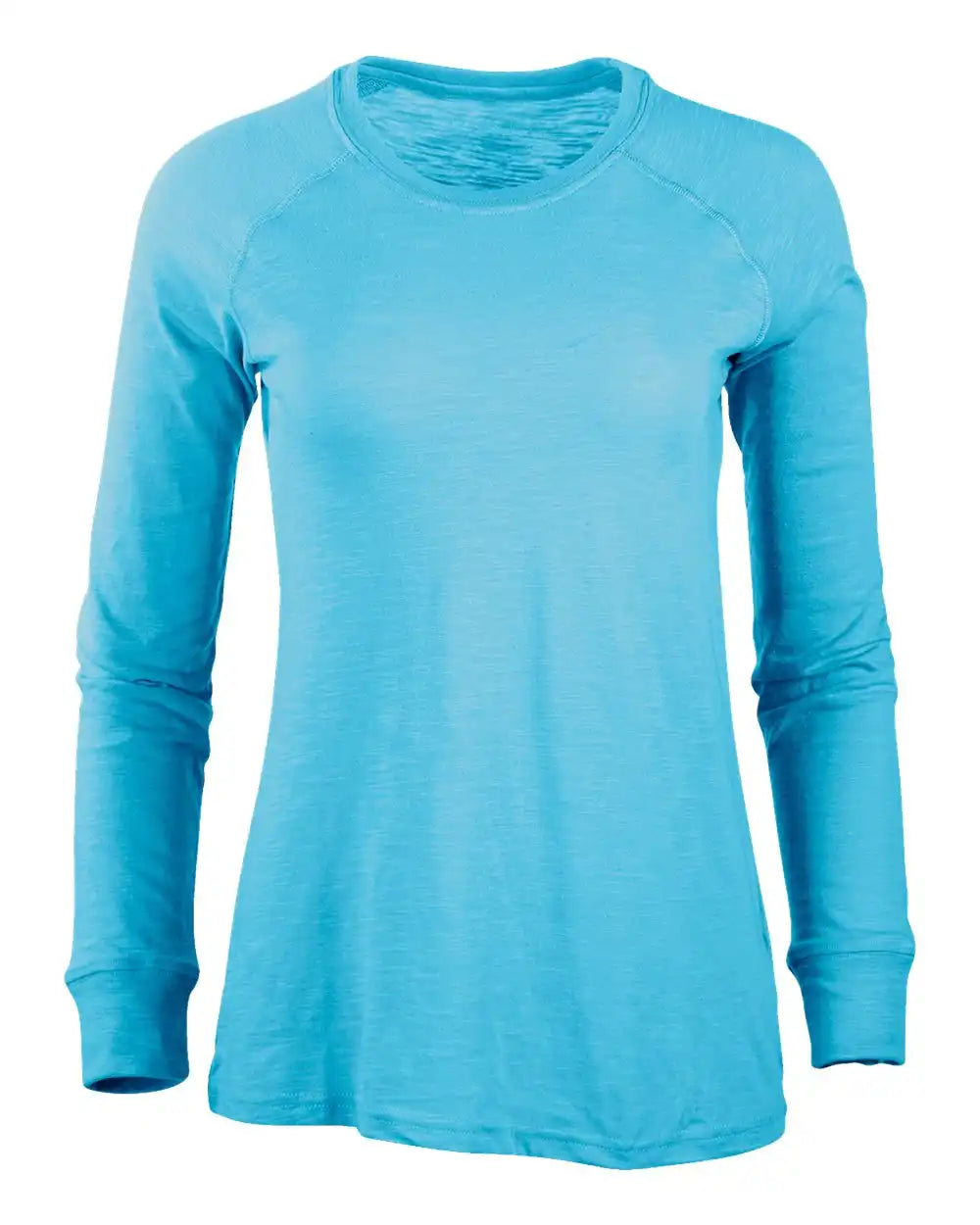 Boxercraft Bw3166 Women’s Solid Preppy Patch Long Sleeve T-shirt - Pacific Blue - Xs
