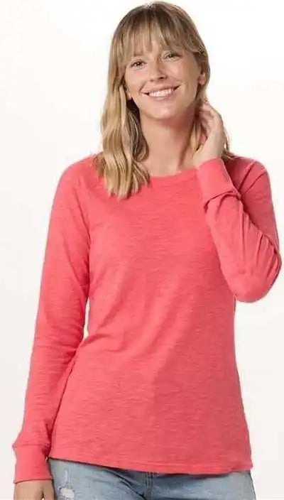 Boxercraft Bw3166 Women’s Solid Preppy Patch Long Sleeve T-shirt - Paradise