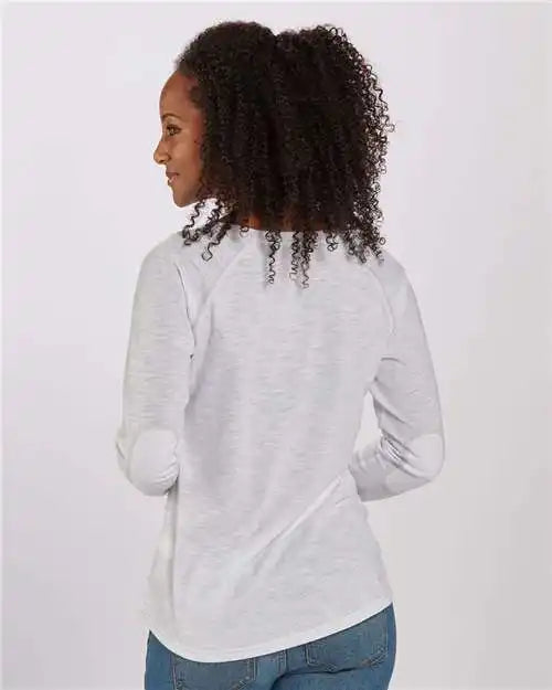 Boxercraft Bw3166 Women’s Solid Preppy Patch Long Sleeve T-shirt - White