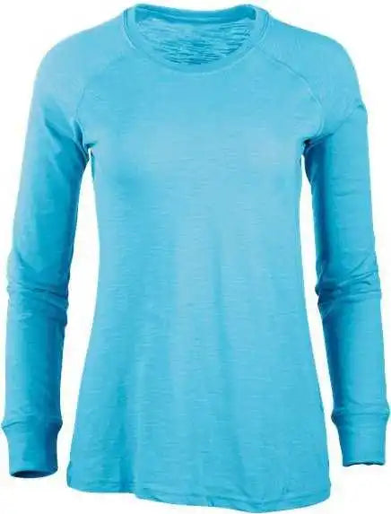 Boxercraft Bw3166 Women’s Solid Preppy Patch Long Sleeve T-shirt - Pacific Blue
