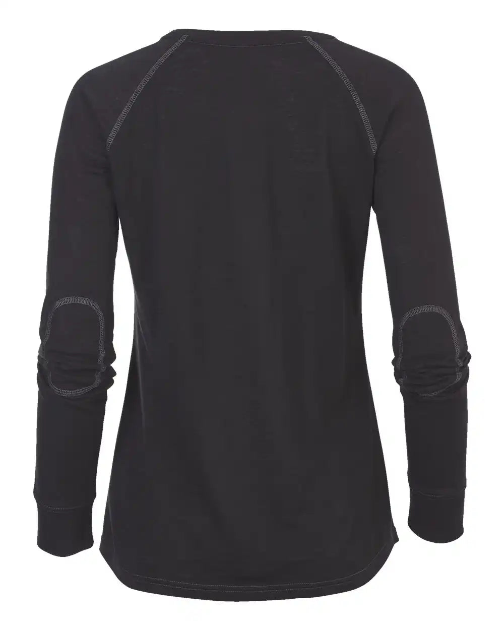 Boxercraft Bw3166 Women’s Solid Preppy Patch Long Sleeve T-shirt - Black - Xxs