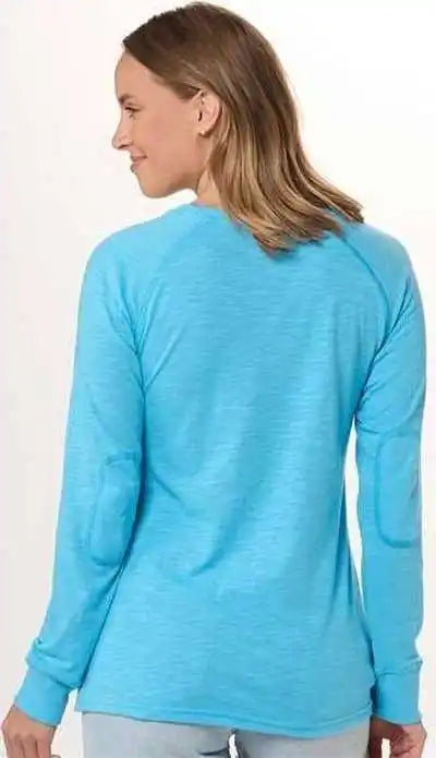Boxercraft Bw3166 Women’s Solid Preppy Patch Long Sleeve T-shirt - Pacific Blue