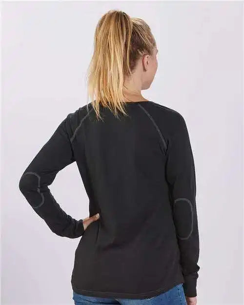 Boxercraft Bw3166 Women’s Solid Preppy Patch Long Sleeve T-shirt - Black