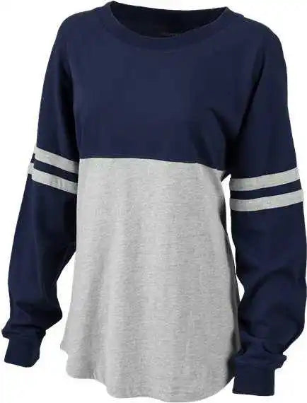 Boxercraft Bw3514 Women’s Pom Long Sleeve Jersey t Shirt Navy Oxford