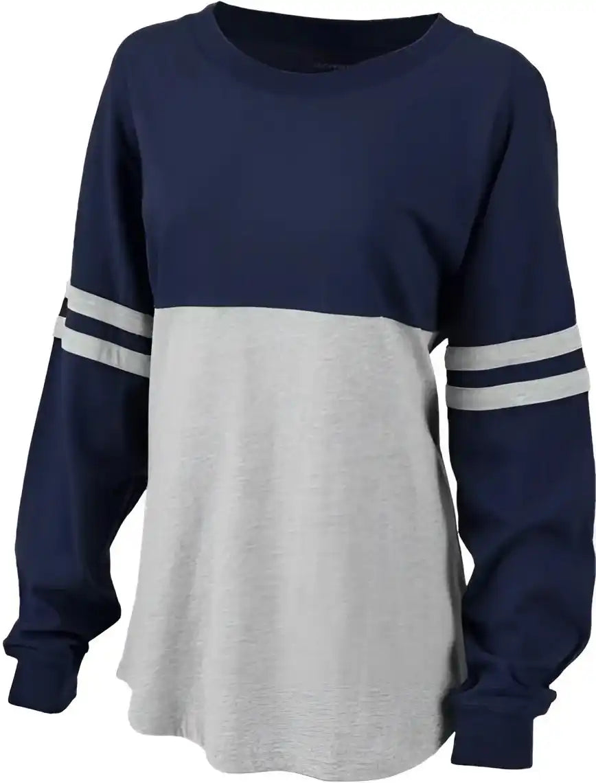 Boxercraft Bw3514 Women’s Pom Long Sleeve Jersey T-shirt - Navy Oxford