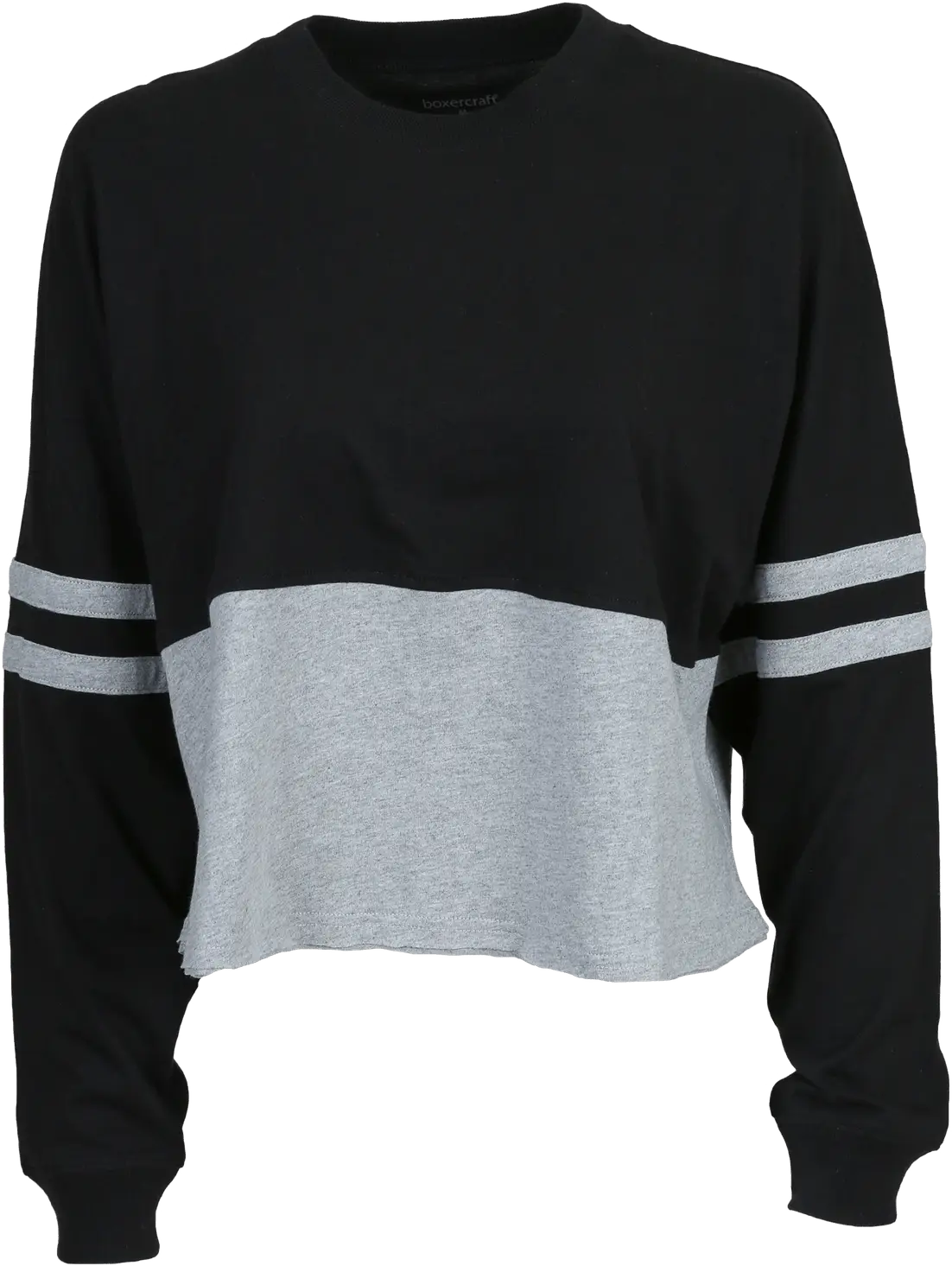 Boxercraft Bw3515 Women’s Cropped Retro Jersey T15 - Black Oxford - Gray / Ladies Xs