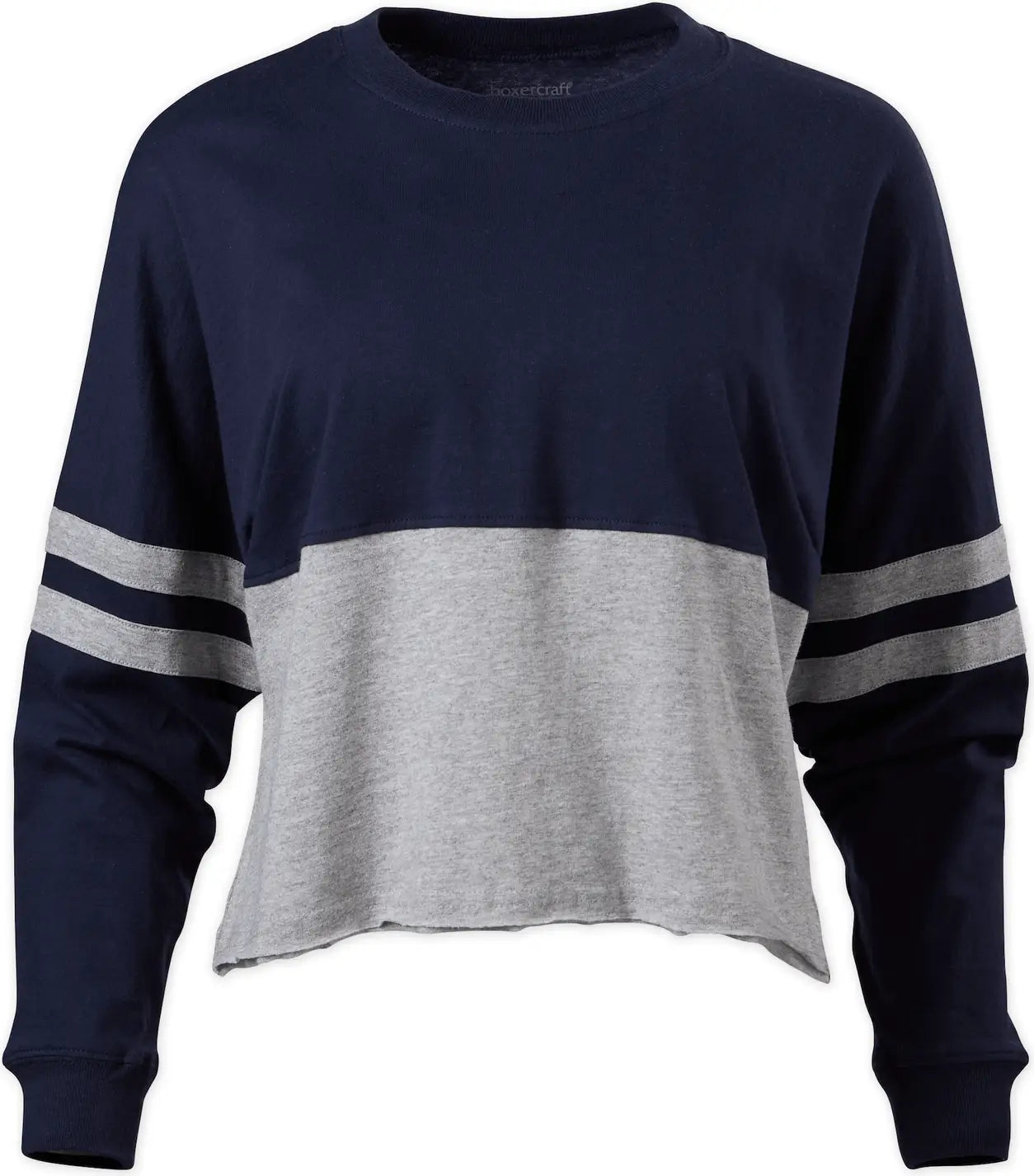 Boxercraft Bw3515 Women’s Cropped Retro Jersey T15 - Black Oxford - Gray / Ladies Xs