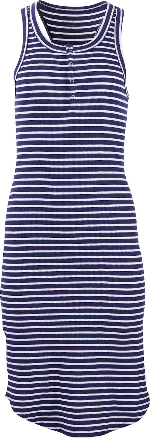 Boxercraft Bw4201 Vivian Rib Midi Dress - White Navy
