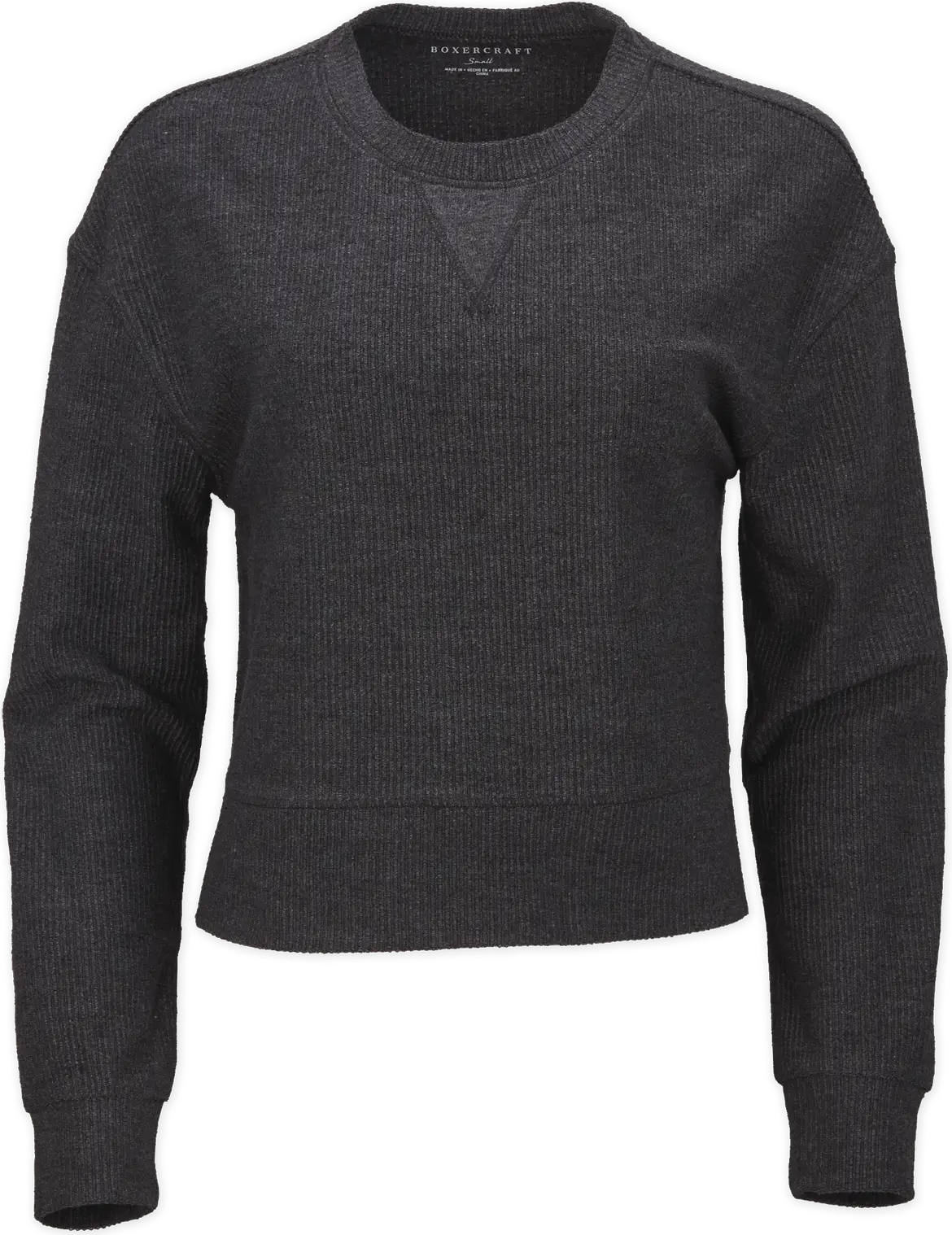 Boxercraft Bw5102 Rib Knit Corded Boxy Crew - Black - Ladies Xs