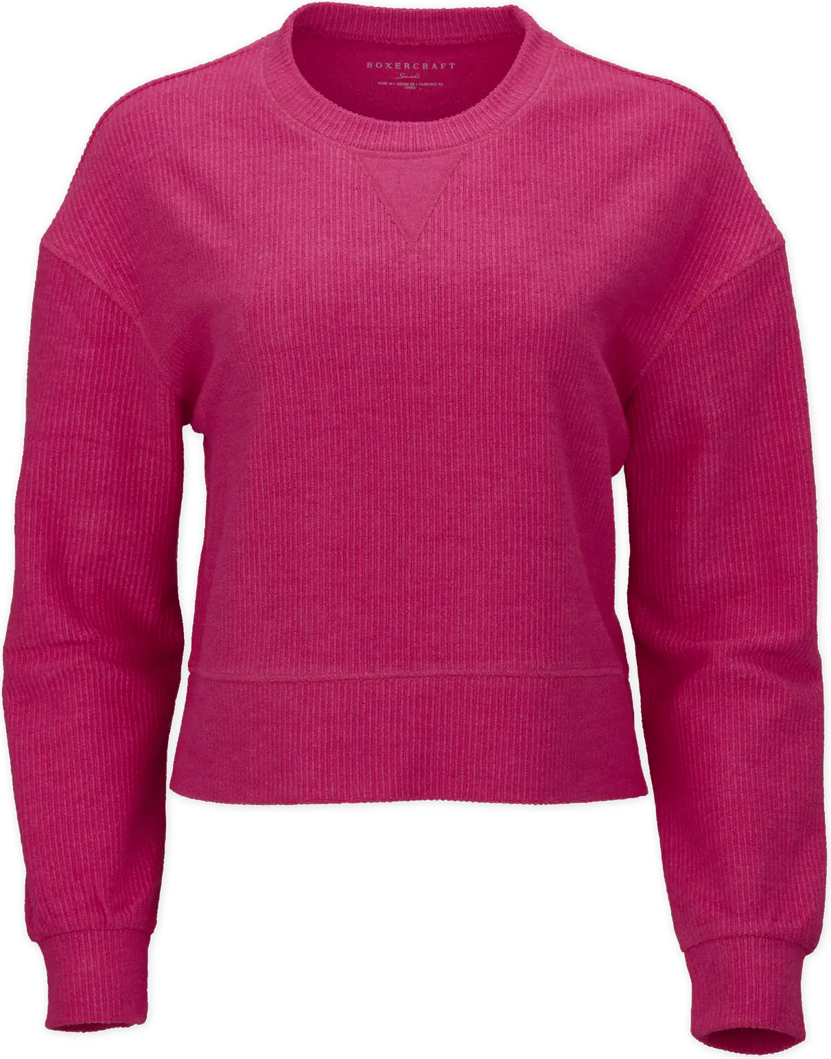 Boxercraft Bw5102 Rib Knit Corded Boxy Crew - Cosmic Pink - Ladies Xs