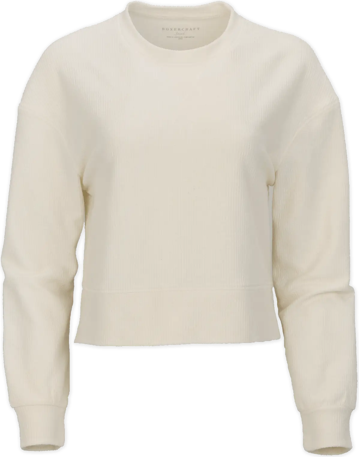 Boxercraft Bw5102 Rib Knit Corded Boxy Crew - Natural - Ladies Xs