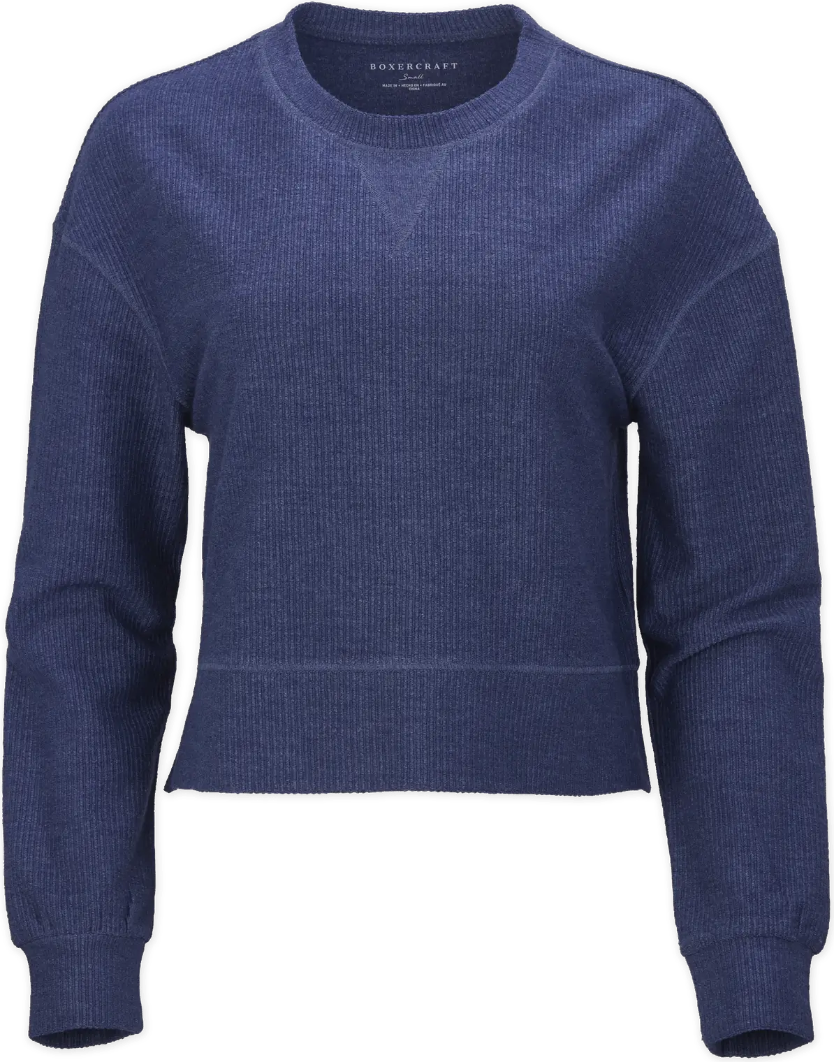 Boxercraft Bw5102 Rib Knit Corded Boxy Crew - Navy - Ladies Xs