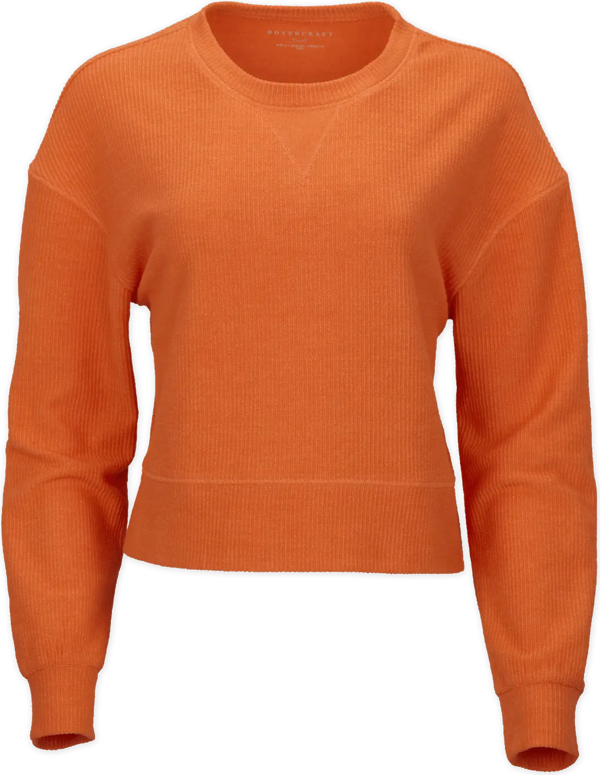 Boxercraft Bw5102 Rib Knit Corded Boxy Crew - Orange - Ladies Xs