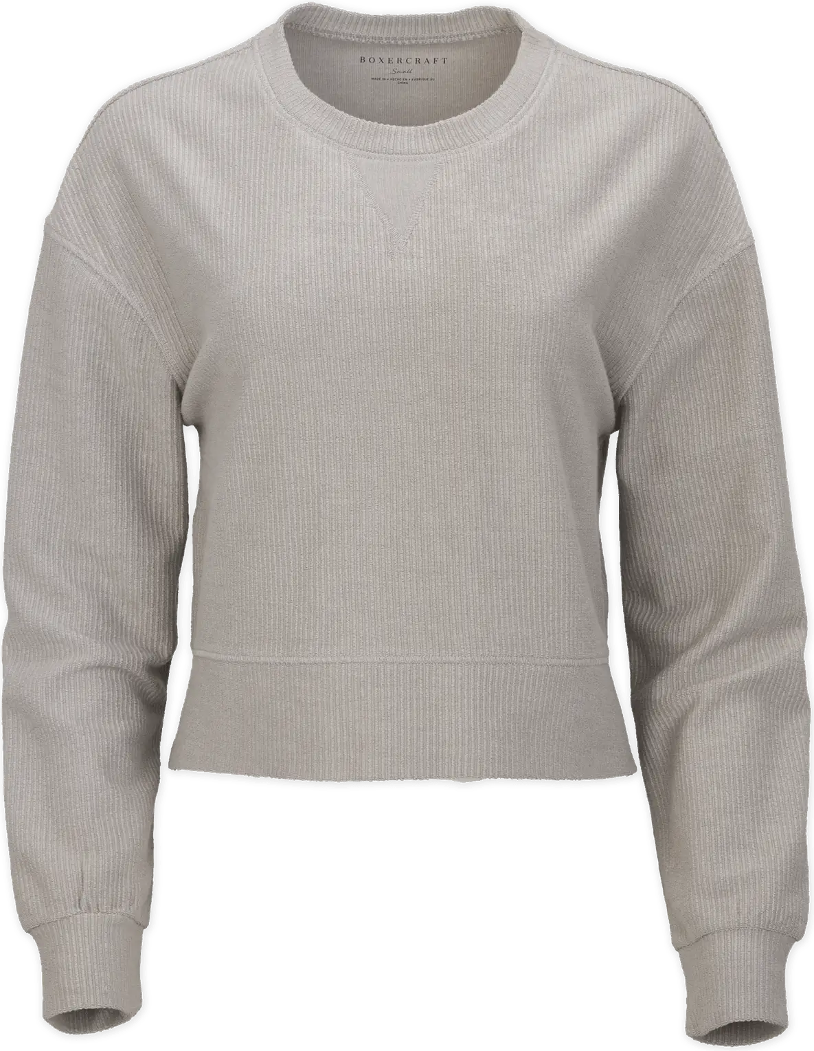 Boxercraft Bw5102 Rib Knit Corded Boxy Crew - Oxford - Gray / Ladies Xs