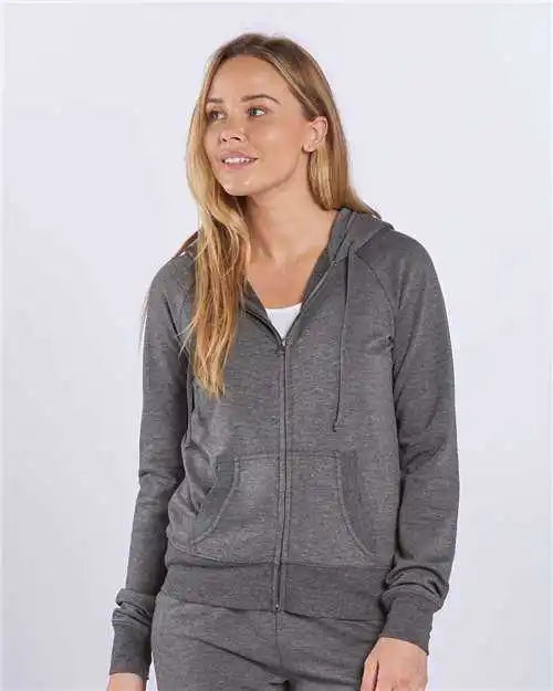 Boxercraft Bw5201 Women’s Dream Fleece Full-zip Hooded Sweatshirt - Black Heather