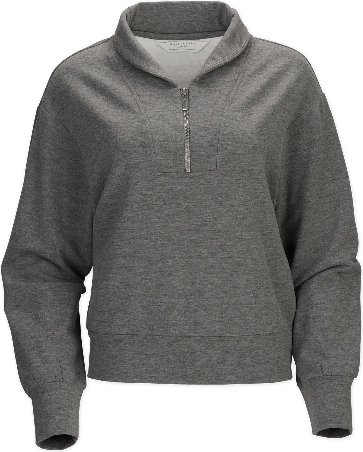 Boxercraft Bw5205 Women’s Dream Fleece 1/4 Zip Pullover - Black Heather - Ladies Xs