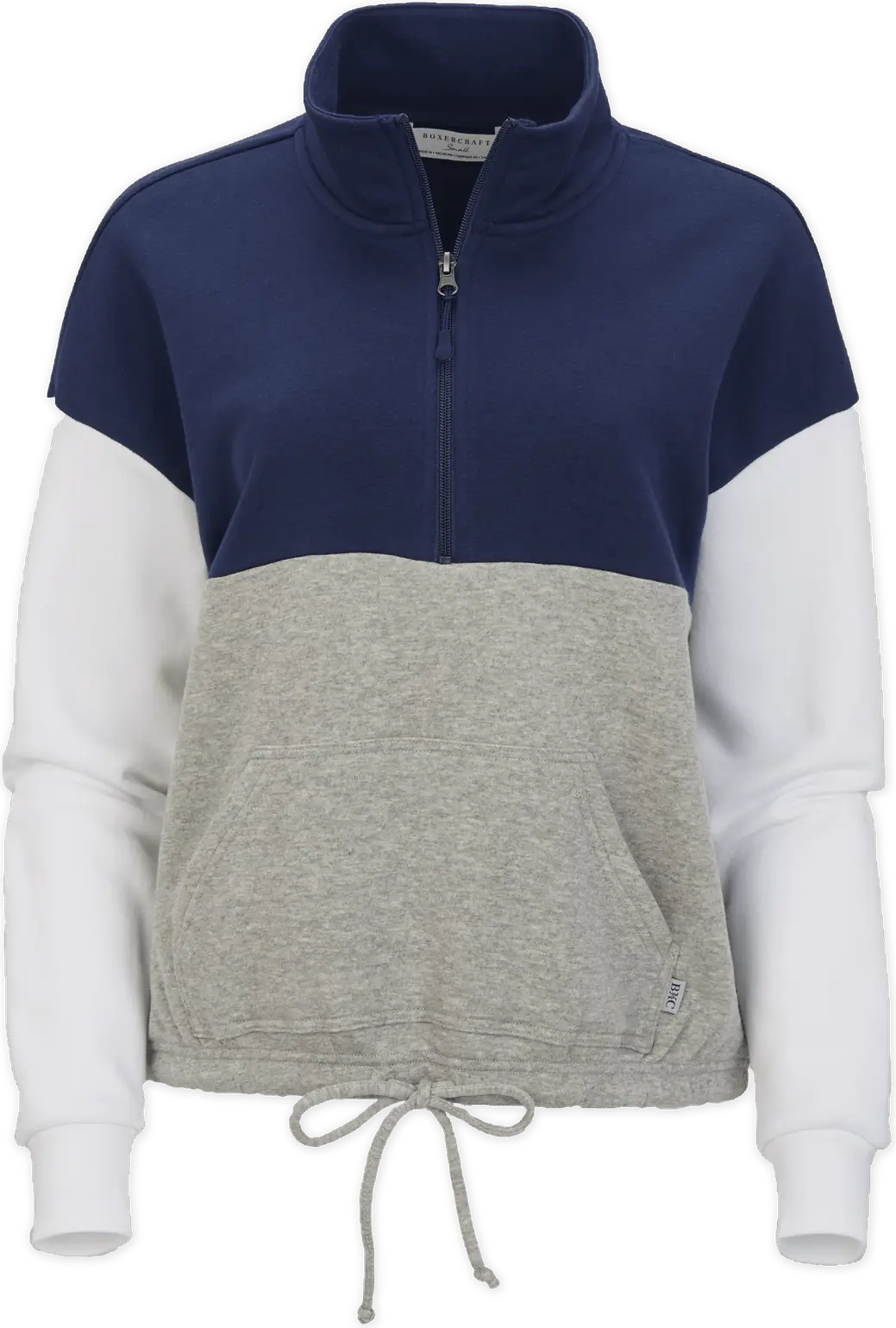 Boxercraft Bw5206 Fleece Colorblock Qtr Zip - Navy