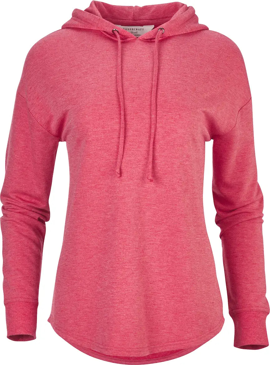 Boxercraft Bw5301 Women’s Dream Fleece Hooded Pullover - Red Heather - Ladies Xs