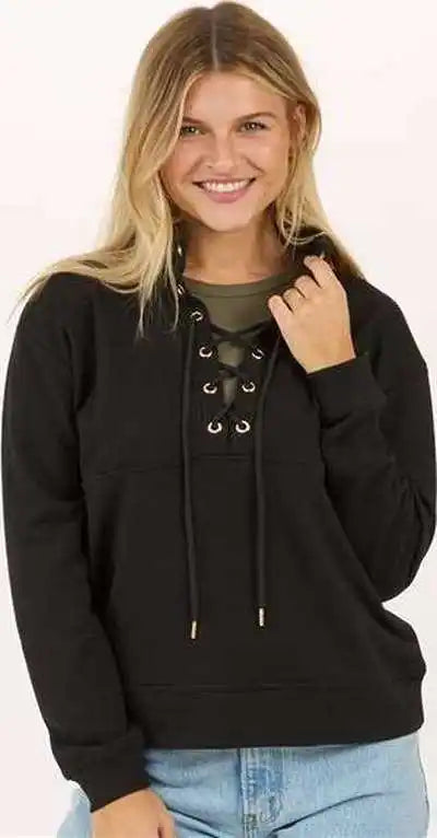 Boxercraft Bw5401 Women’s Lace Up Pullover - Black