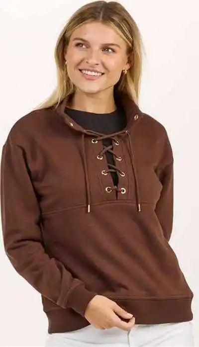 Boxercraft Bw5401 Women’s Lace Up Pullover - Espresso