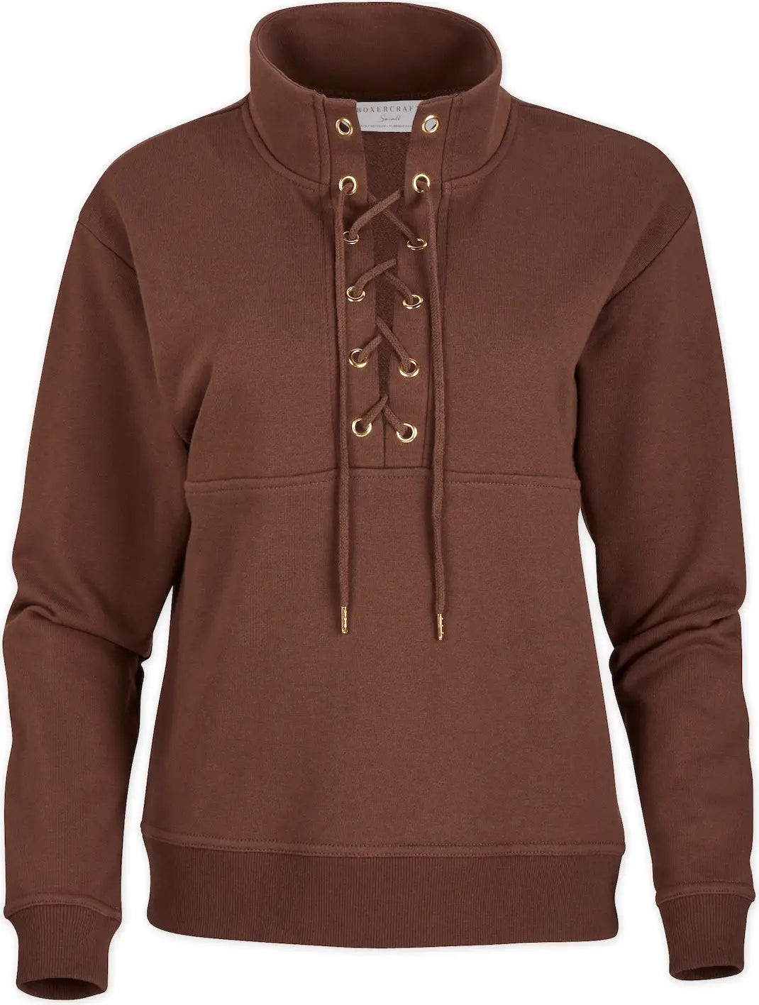 Boxercraft Bw5401 Women’s Long Sleeve Lace Up Pullover - Espresso - Coffee / Ladies Xs