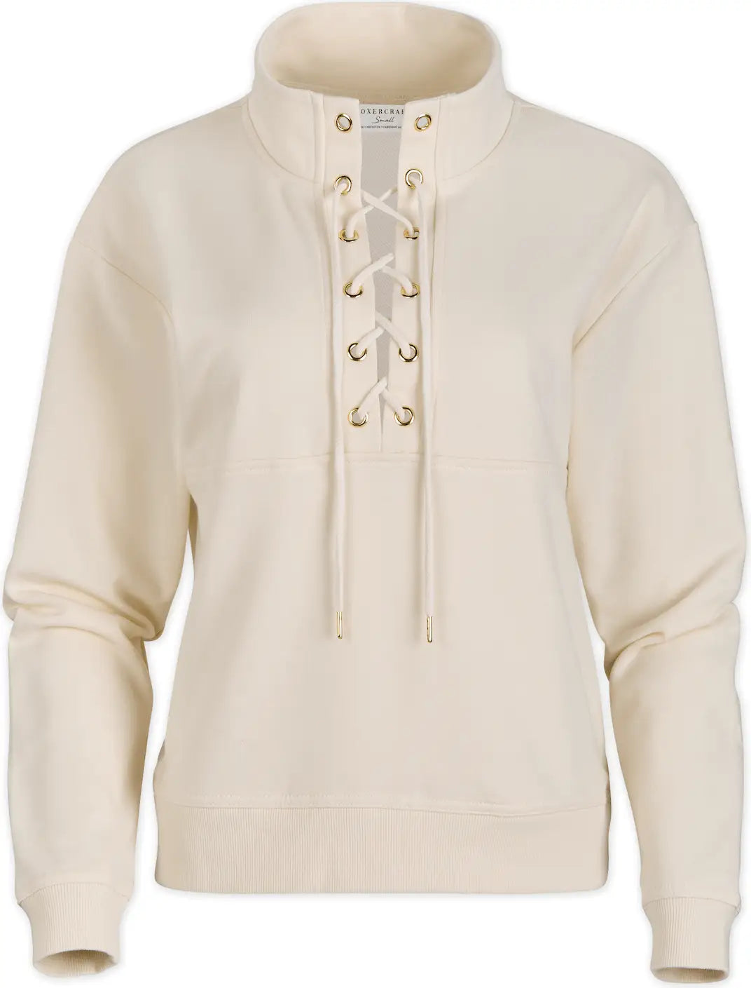 Boxercraft Bw5401 Women’s Long Sleeve Lace Up Pullover - Natural - Ladies Xs