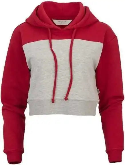 Boxercraft Bw5404 Women’s Cropped Fleece Hooded Sweatshirt - Brick Red Oxford Heather