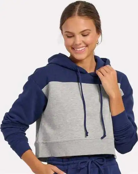 Boxercraft Bw5404 Women’s Cropped Fleece Hooded Sweatshirt - Navy Oxford Heather