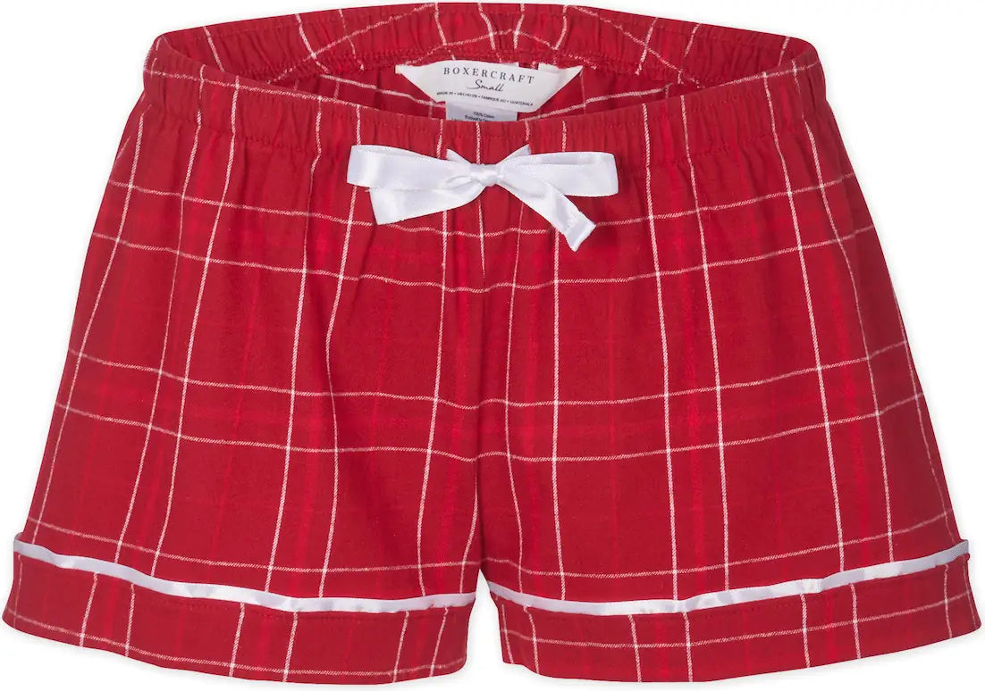 Boxercraft Bw6501 Women’s Flannel Short - Crimson Field Day - Red / Ladies Xs