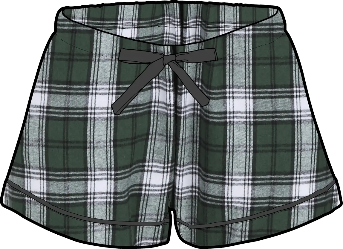 Boxercraft Bw6501 Women’s Flannel Short - Green White Plaid