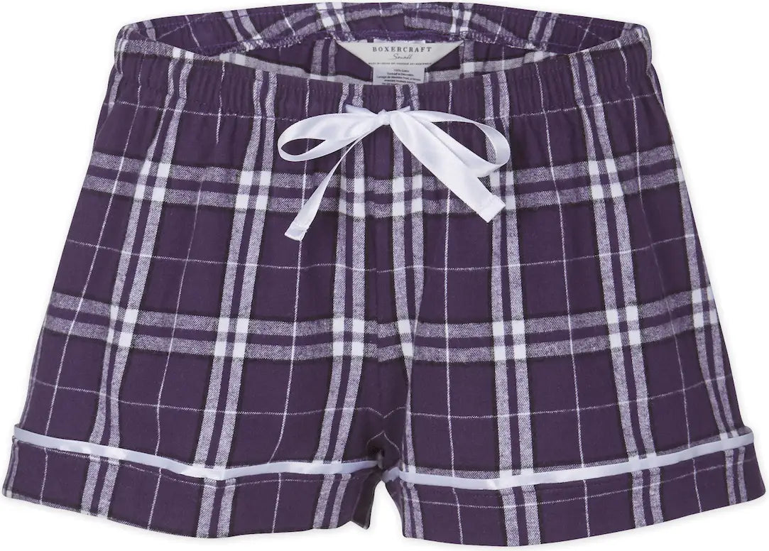 Boxercraft Bw6501 Women’s Flannel Short - Purple White Plaid - Ladies Xs