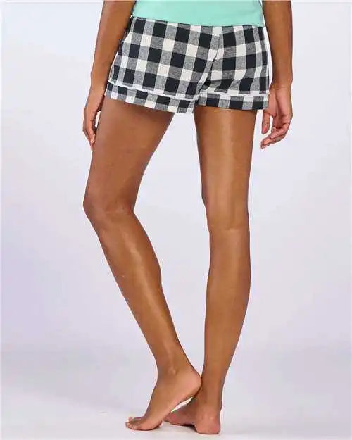 Boxercraft Bw6501 Women’s Flannel Shorts - Black White Buffalo Plaid