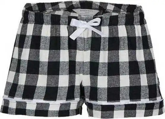 Boxercraft Bw6501 Women’s Flannel Shorts - Black White Buffalo Plaid