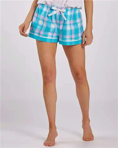 Boxercraft Bw6501 Women’s Flannel Shorts - Teal Sophia Plaid