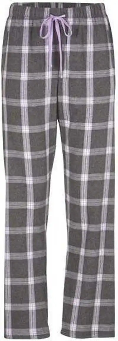 Boxercraft Bw6620 Women’s Haley Flannel Pants Charcoal Lavender Tomboy Plaid