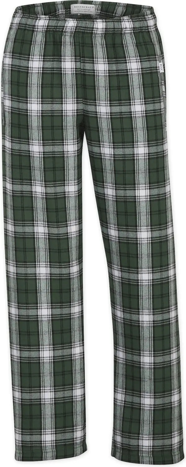 Boxercraft By6624 Youth Poly Flannel Pant - Green White Plaid